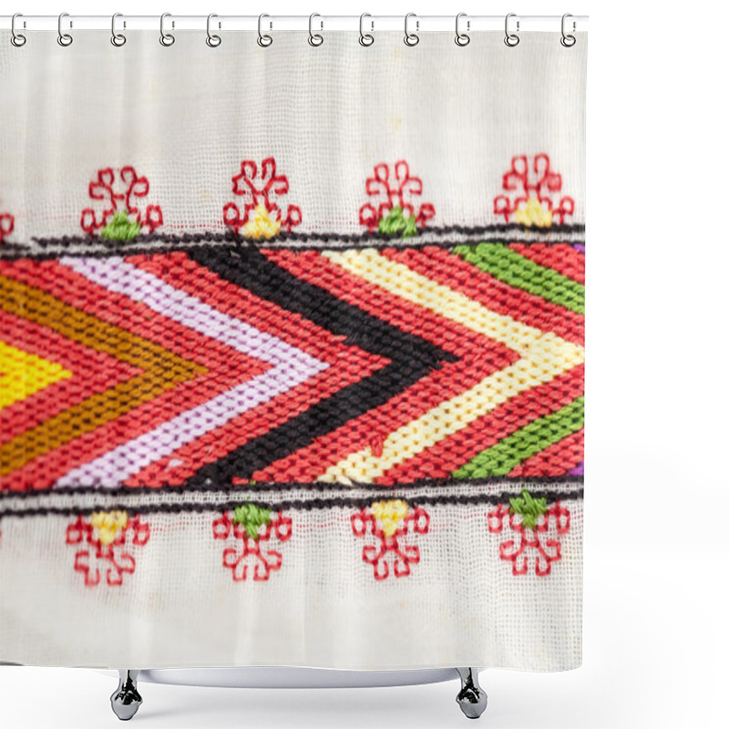 Personality  Romanian Traditional Blouse - Textures And Traditional Motifs Shower Curtains