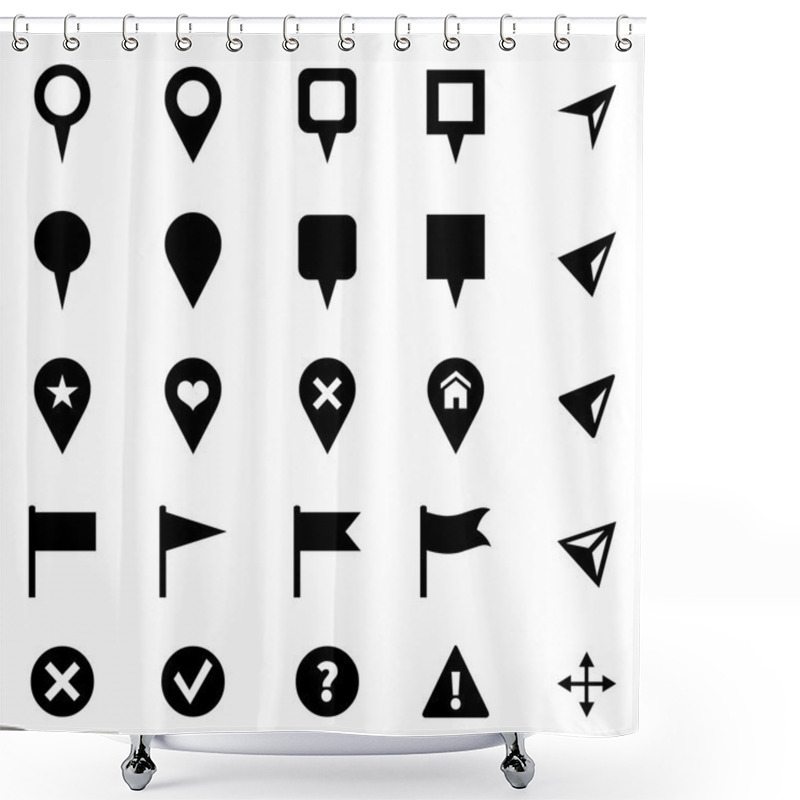 Personality  Set Of GPS Icons. Shower Curtains