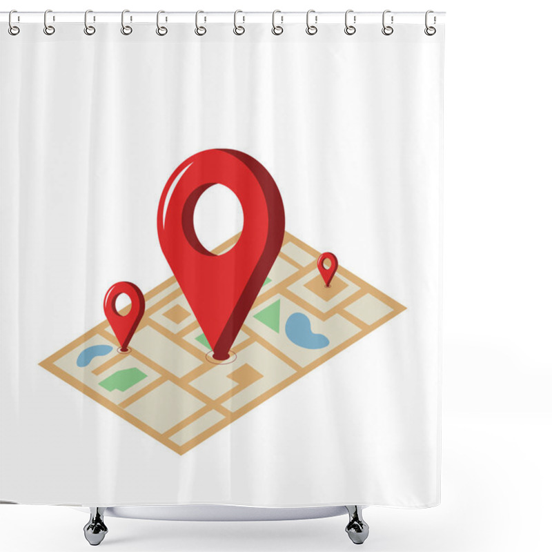 Personality  Location Illustration Design Element. Flat Icon. Shower Curtains