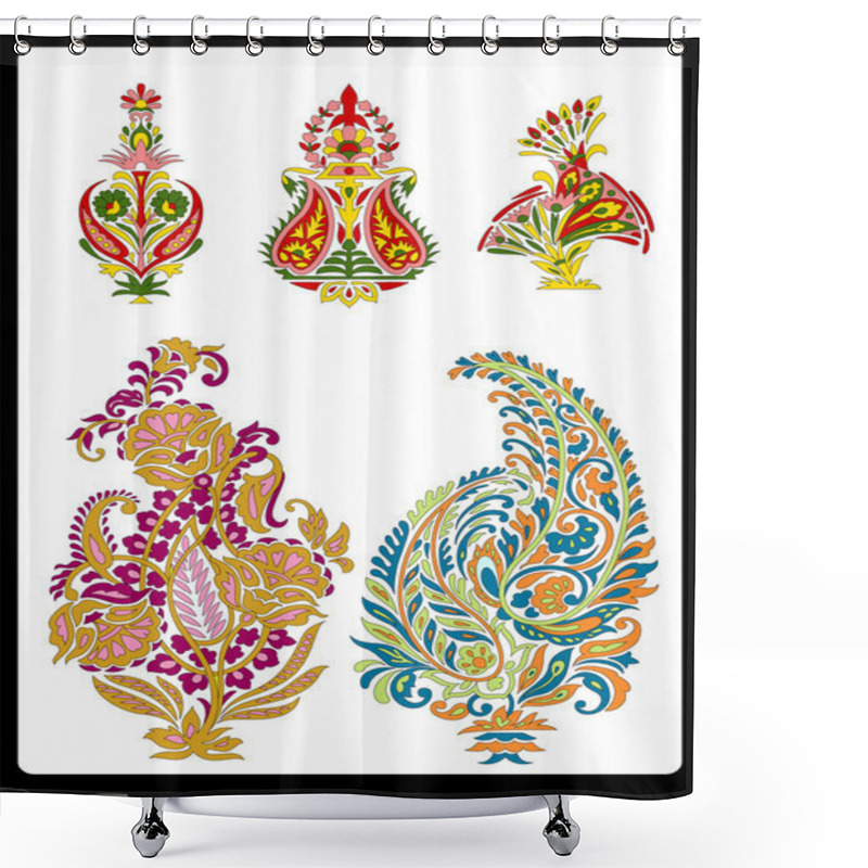 Personality  Textile Motif Art Work With Paisley And Floral Shower Curtains