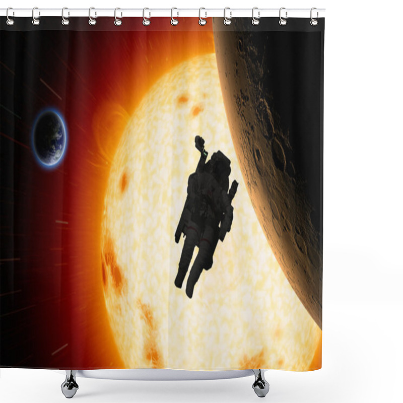 Personality  Astronaut In Open Space Shower Curtains