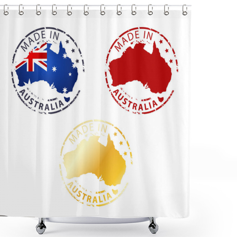 Personality  Made In Australia Stamp - Ground Authentic Stamp With Country Map Shower Curtains