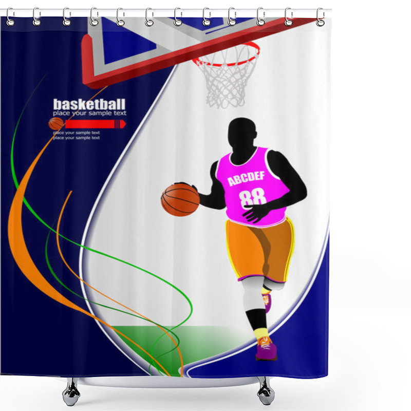 Personality  Basketball Players. Vector Illustration Shower Curtains