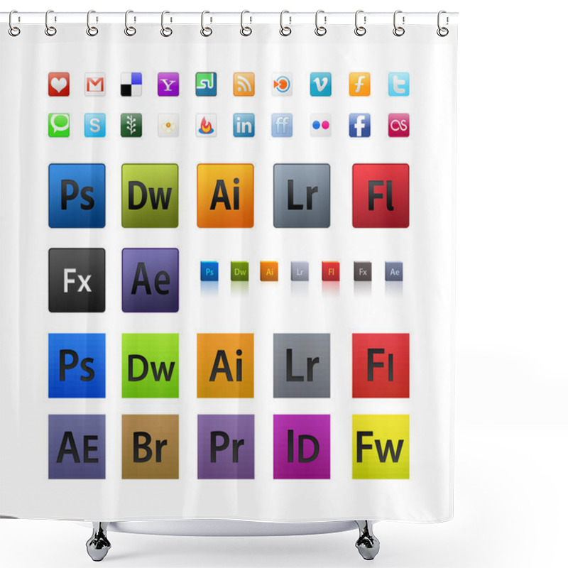 Personality  Adobe Icons Set Shower Curtains