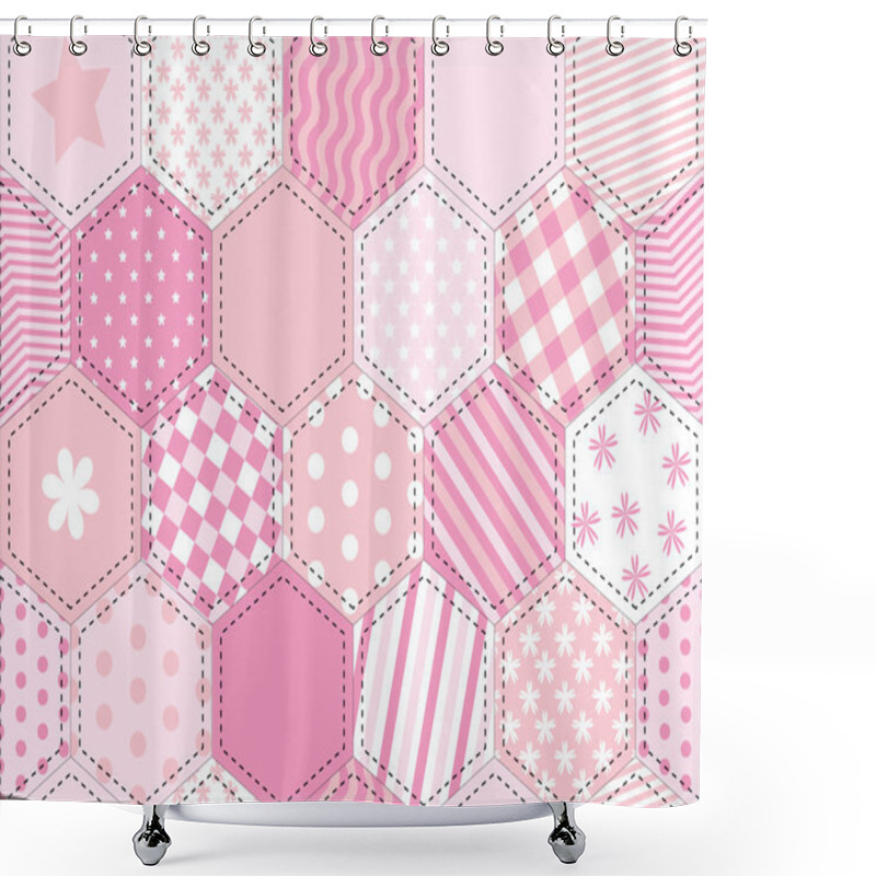 Personality  Patchwork Quilt Pink Shower Curtains