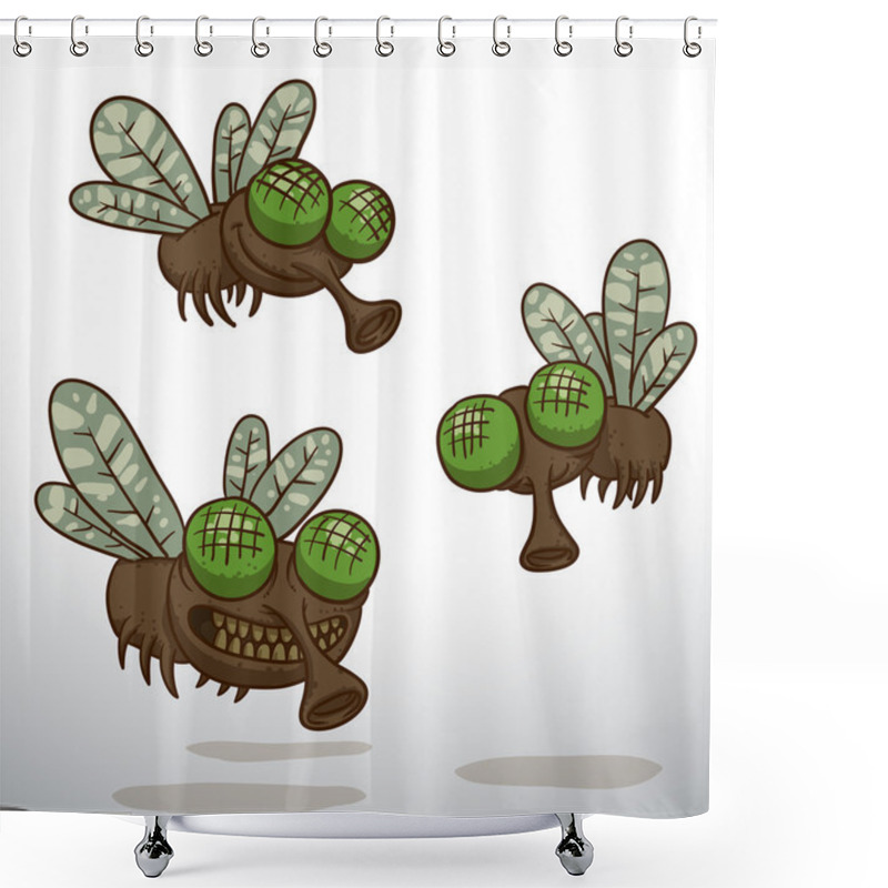 Personality  Three Cartoon Flies Shower Curtains