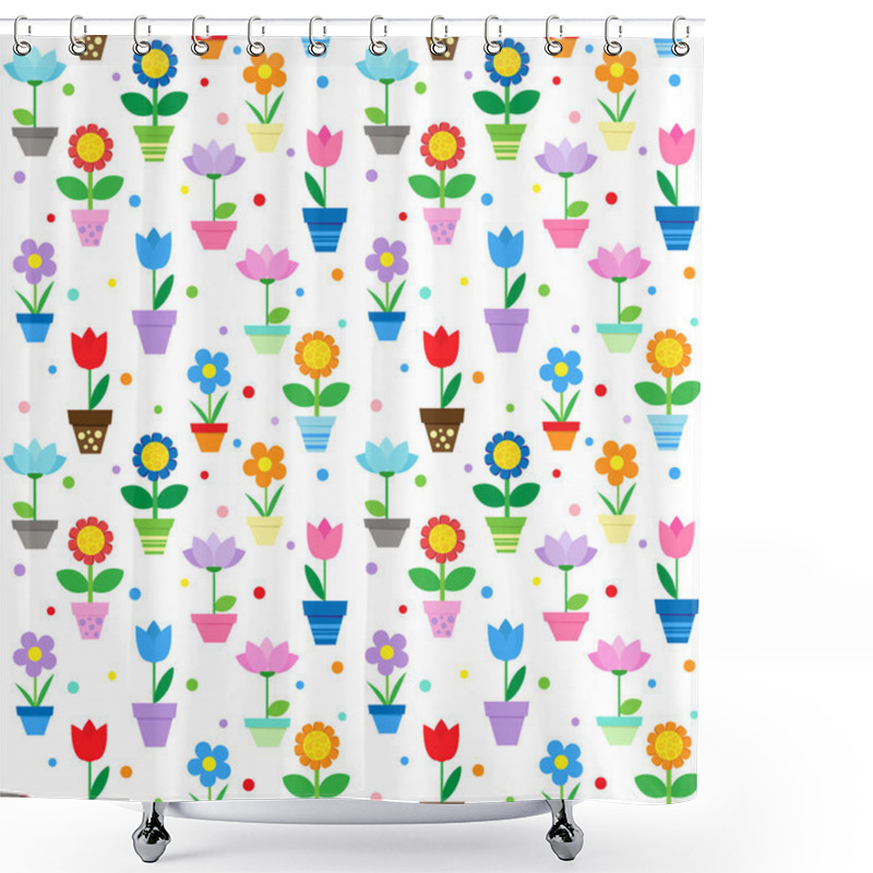 Personality  Flowers In Pots Pattern Shower Curtains