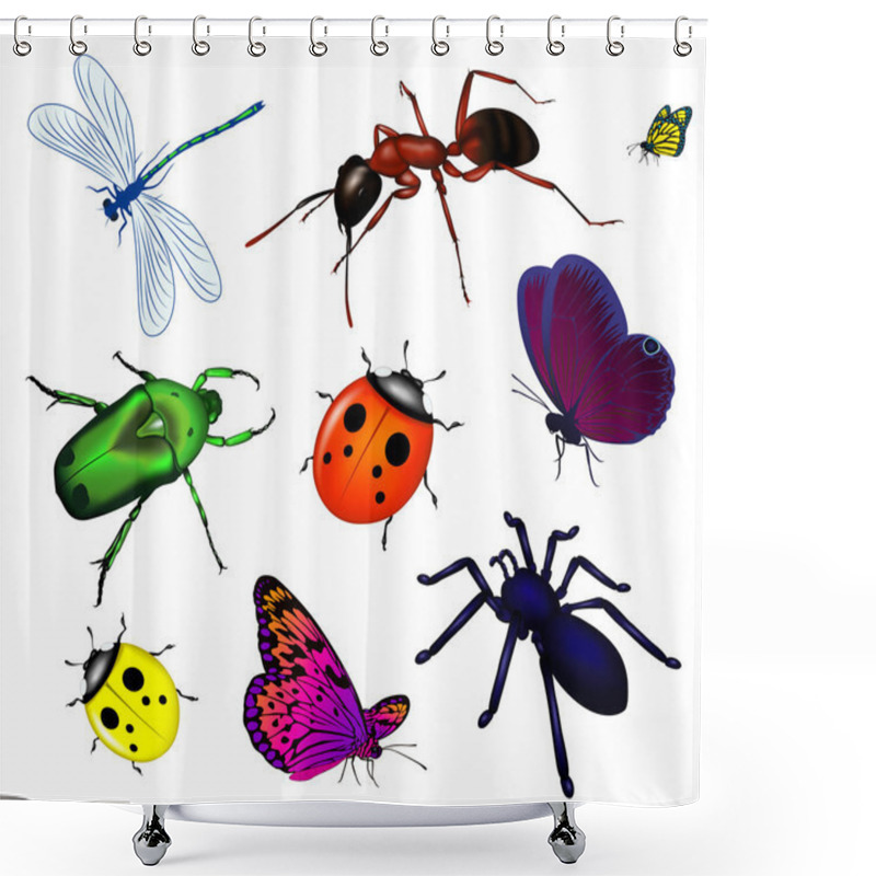 Personality  Set Of Various Insects Shower Curtains