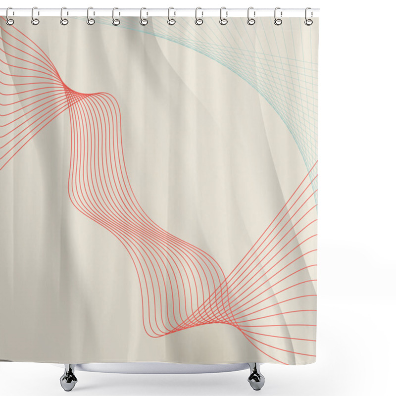 Personality  Warm Background Wavy Lines Crossing The Red Shower Curtains