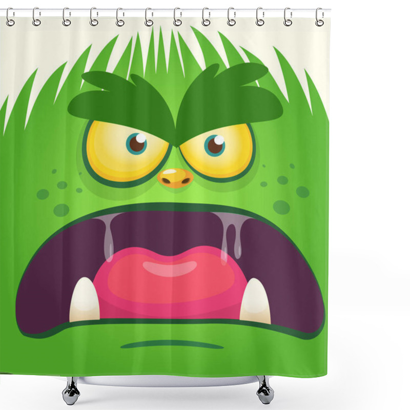 Personality  Cartoon Gremlin  Face. Vector Illustration Of Gremlin Avatar Shower Curtains