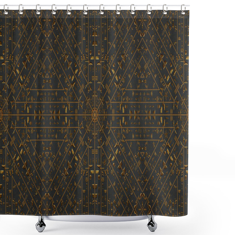 Personality  Golden Egyptian Hieroglyphs Kaleida  Shower Curtains