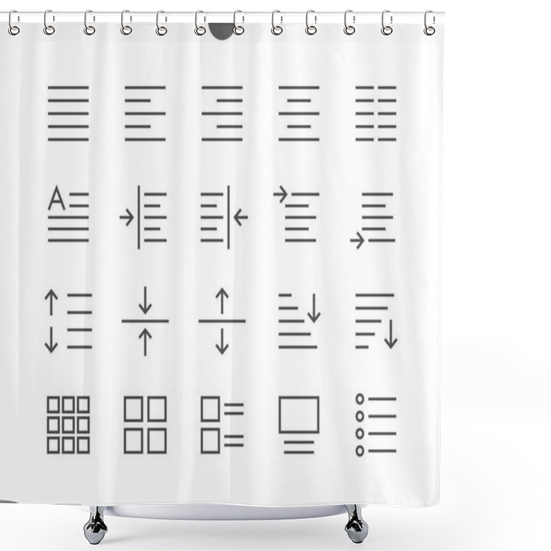 Personality  Pixel Thin Line Icons Shower Curtains