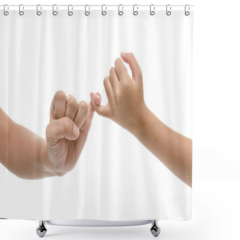 Personality  Mother And Daughter Hands Promise Isolated Shower Curtains