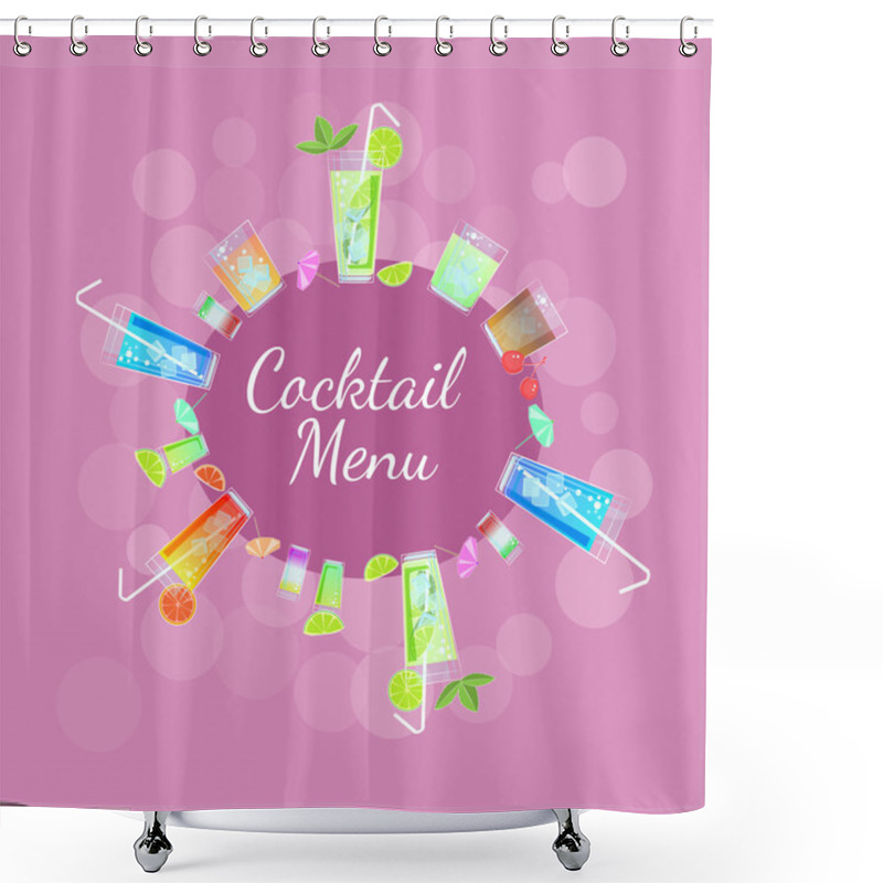 Personality  Vector Frame With Cocktails Shower Curtains