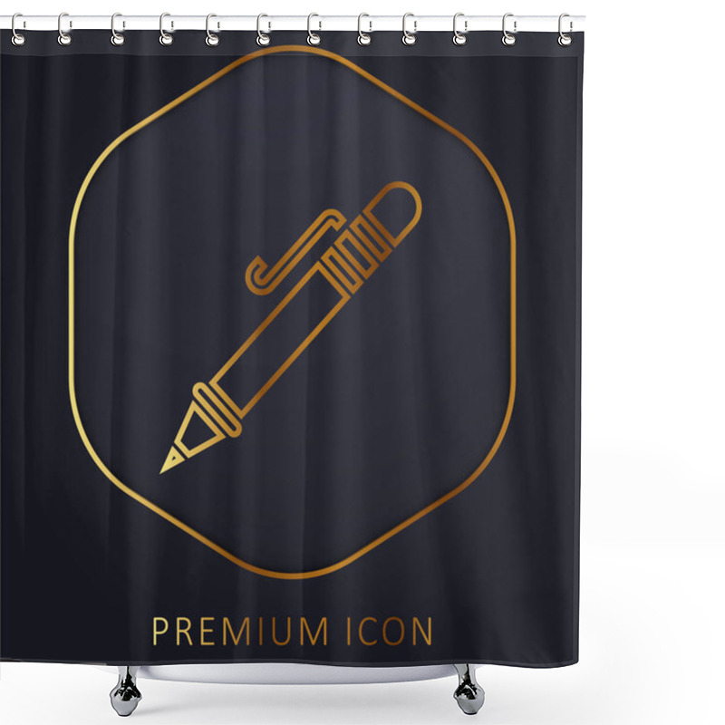 Personality  Ballpoint Pen Golden Line Premium Logo Or Icon Shower Curtains