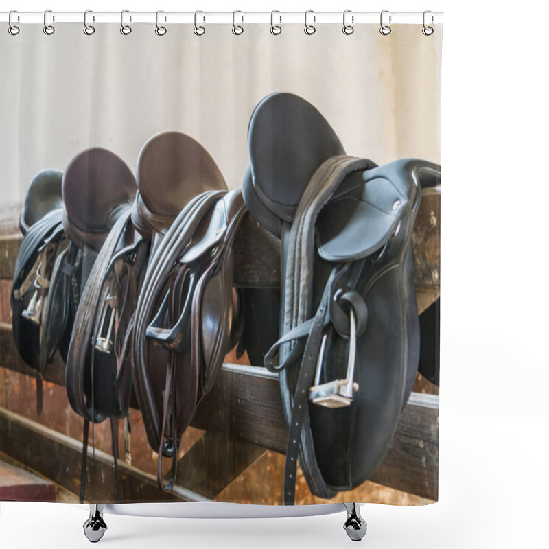 Personality  Rider Leather Saddles Shower Curtains