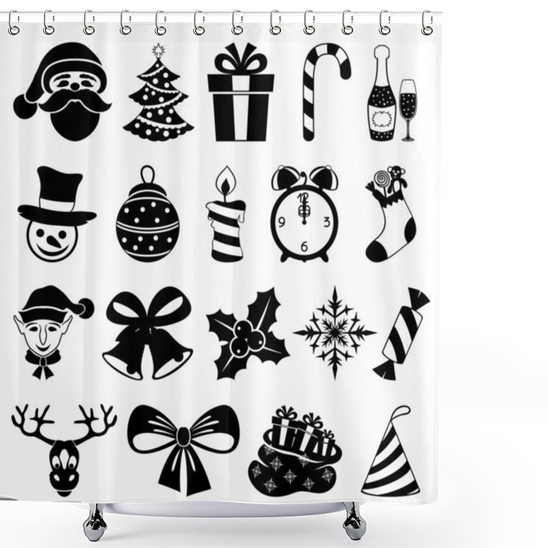 Personality  Christmas Icons On White. Shower Curtains