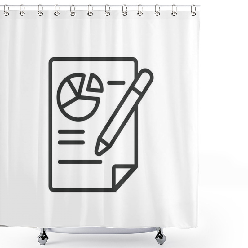 Personality  Graph Analysis Document, Icon In Line Design. Graph, Analysis, Document, Report, Data, Statistics, Chart On White Background Vector. Graph Analysis Document Editable Stroke Icon Shower Curtains