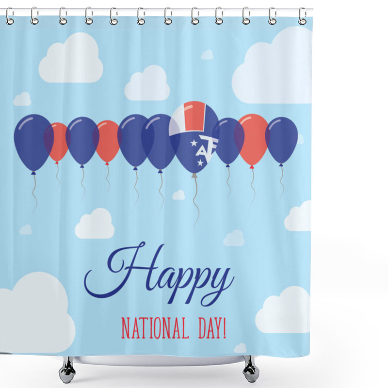 Personality  French Southern Territories National Day Flat Patriotic Poster Row Of Balloons In Colors Of The Shower Curtains