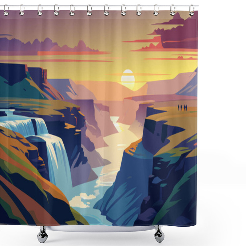 Personality  Beautiful Landscape Of Iceland. Vector Illustration Shower Curtains