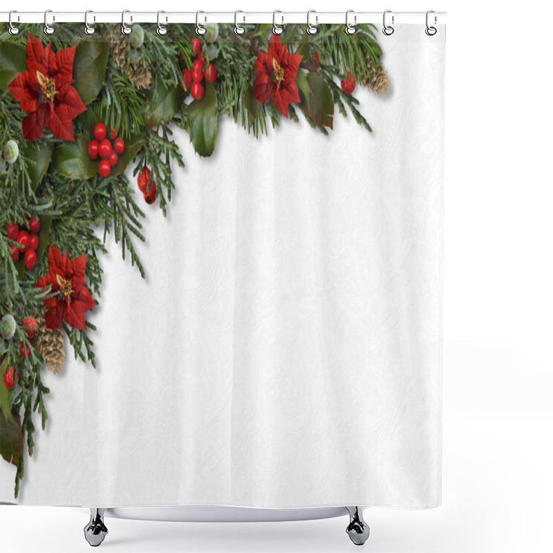 Personality  Christmas Border Of Holly Shower Curtains