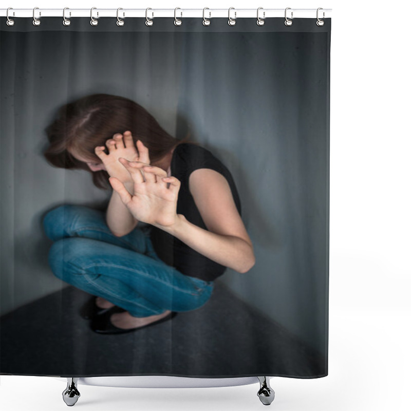 Personality  Woman Suffering From Depression Shower Curtains