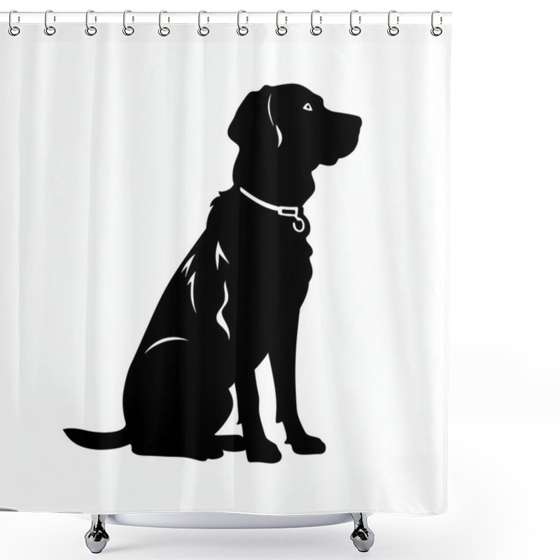 Personality  Silhouette Of A Dog Sitting Gracefully, Showcasing Its Focused Demeanor And Poised Profile. Shower Curtains