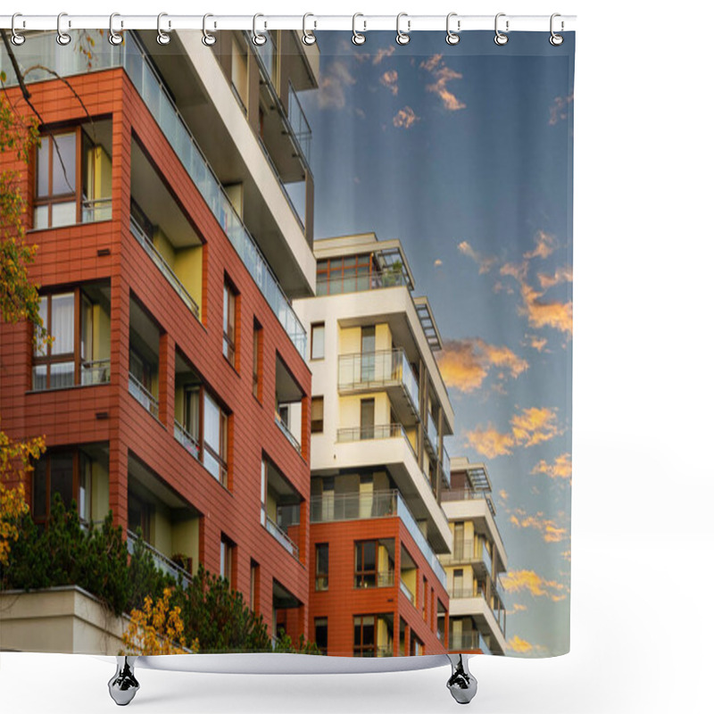 Personality  New Houses Construction. Residential House Development Shower Curtains