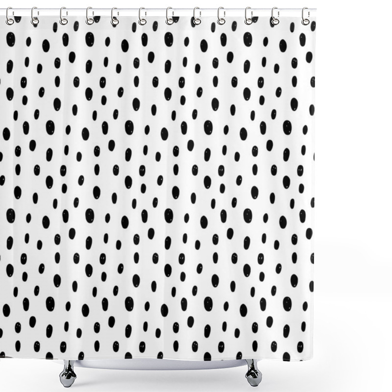 Personality  Hand Drawn Ink Polka Dot Seamless Pattern Shower Curtains