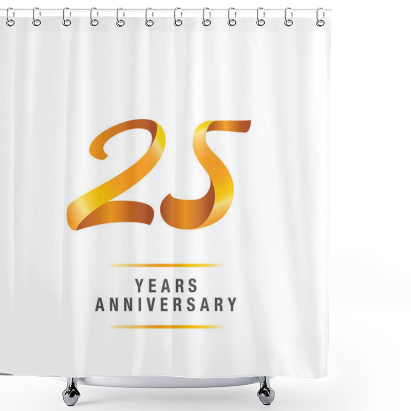 Personality  25 Years Golden Anniversary Celebration Logo, Vector Illustration Isolated On White Background Shower Curtains