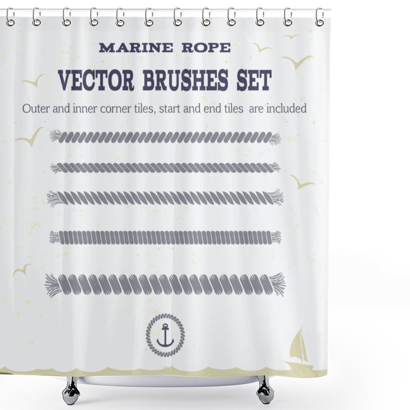 Personality  Marine Rope Style Vector Pattern Brushes Shower Curtains