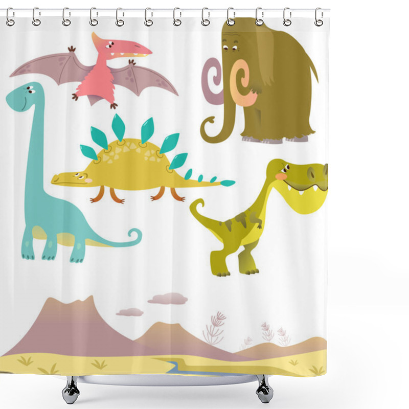 Personality  Set Of Cartoon Dinosaurs Shower Curtains