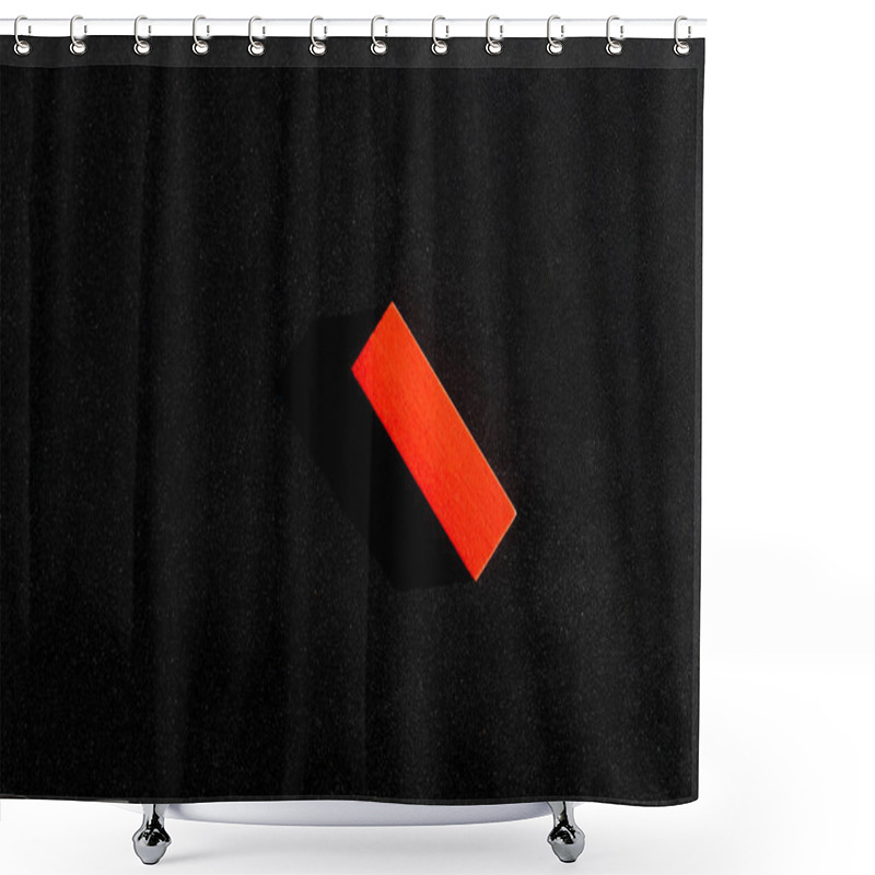 Personality  Top View Of Red Rectangular Block On Black Background With Copy Space Shower Curtains