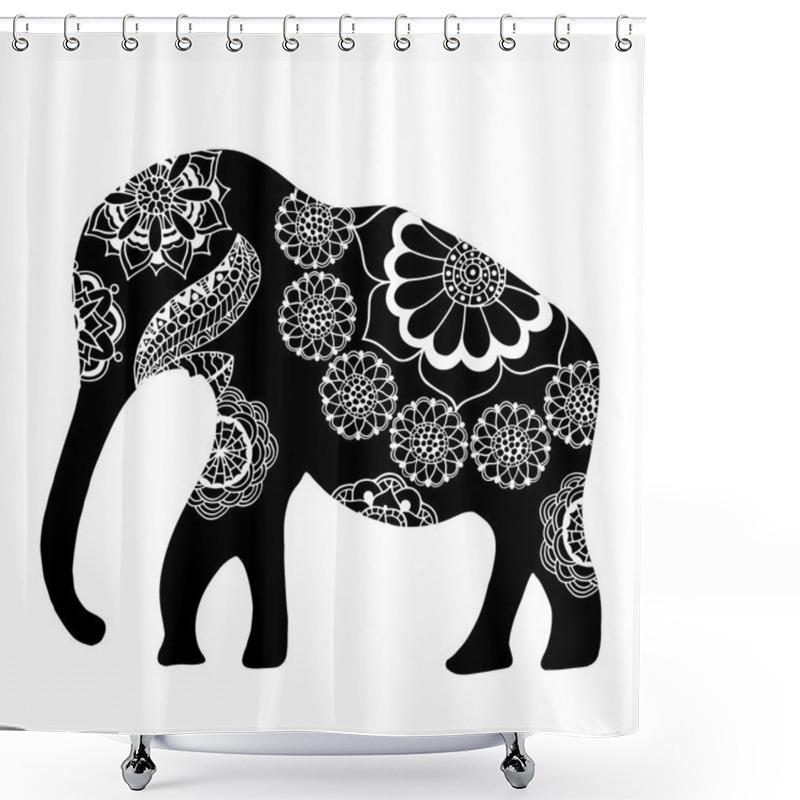 Personality  Black Ethnic Elephant. Shower Curtains