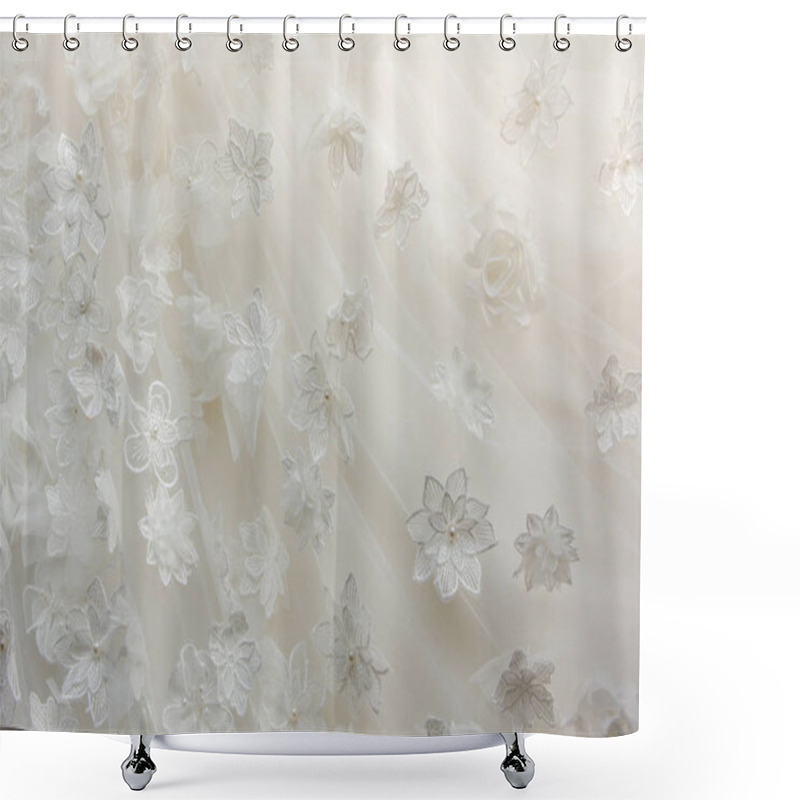 Personality  Details Of The Bride Dress Fabric And Beautiful Embroidery Weddi Shower Curtains