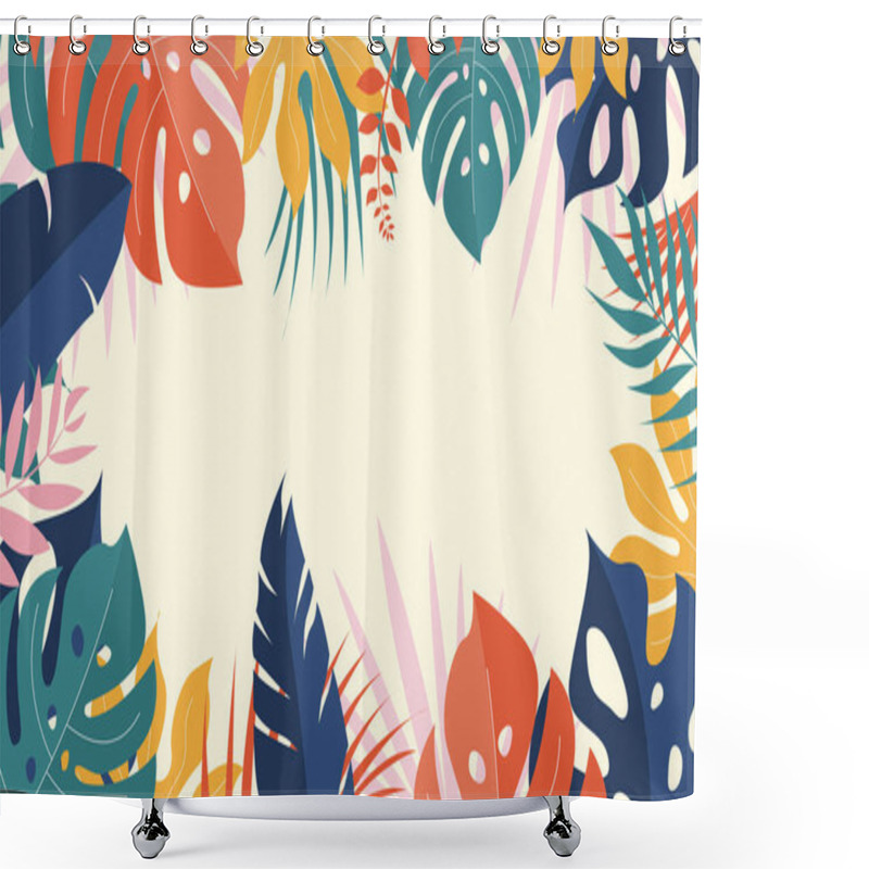 Personality  Tropical Summer Background With Leaves Vector Illustration Shower Curtains