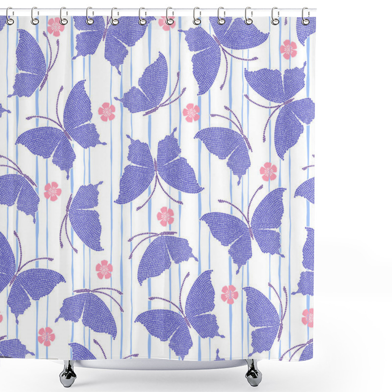 Personality  Japanese Butterfly Pattern Shower Curtains