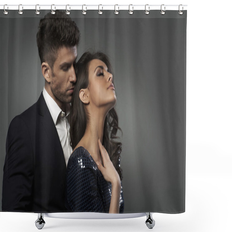 Personality  Close-up Portrait Of The Elegant Couple Shower Curtains