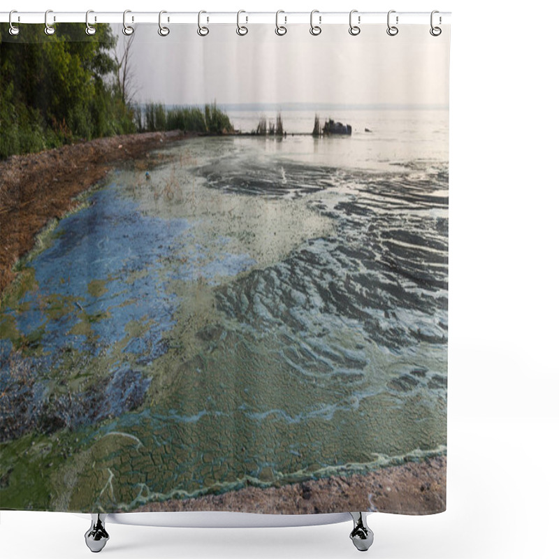 Personality  Dirty Blue And Green Toxic Algae Reservoir. Shower Curtains