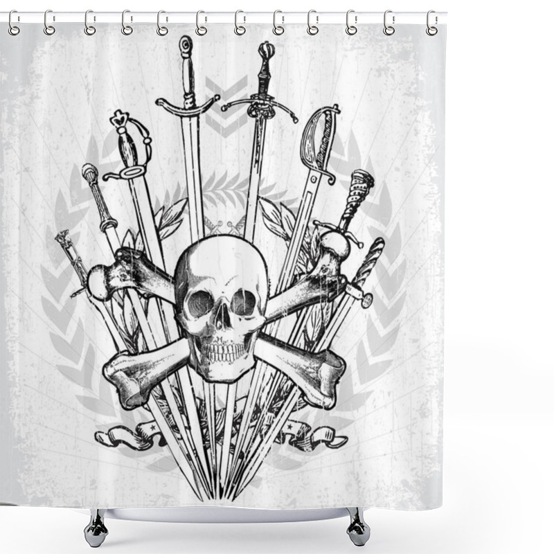 Personality  Vector Skull And Cross Bones With Swords Shower Curtains