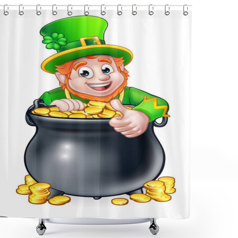 Personality  Cartoon St Patricks Day Leprechaun And Pot Of Gold Shower Curtains