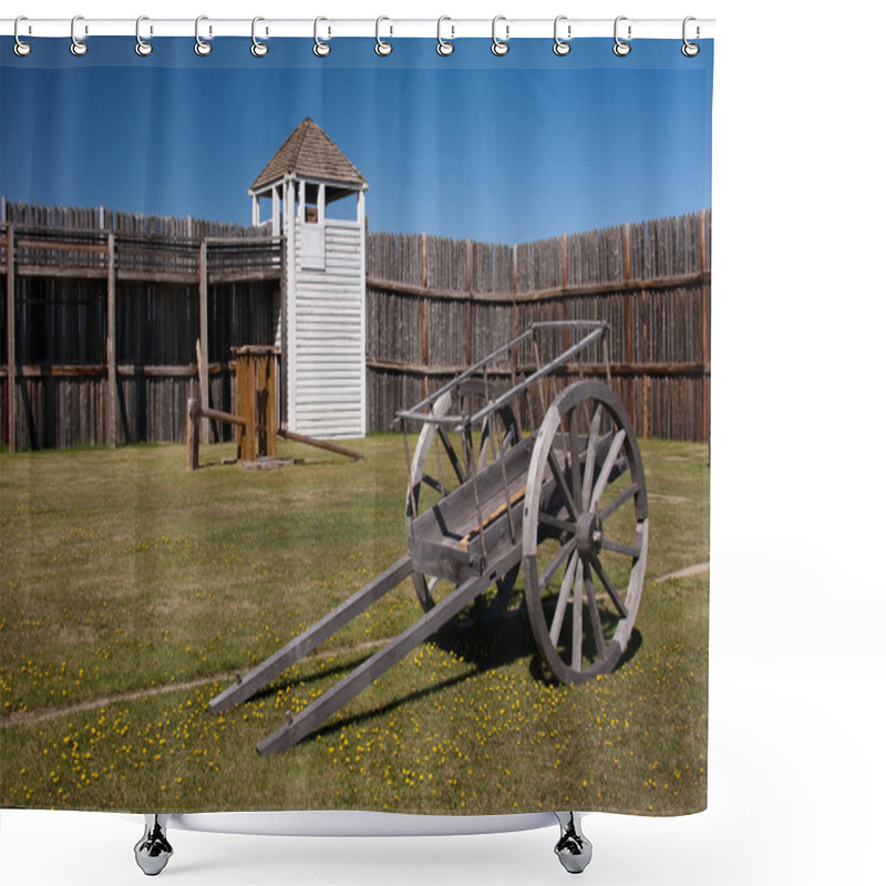 Personality  Old Wooden Cart Shower Curtains