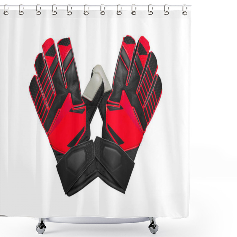 Personality  Red And Black Goalkeeper Glove On White. Shower Curtains