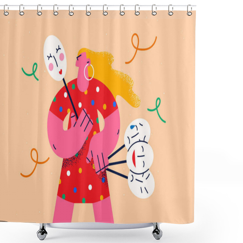 Personality  Various Emotions And Mental Health Emoji Concept Shower Curtains