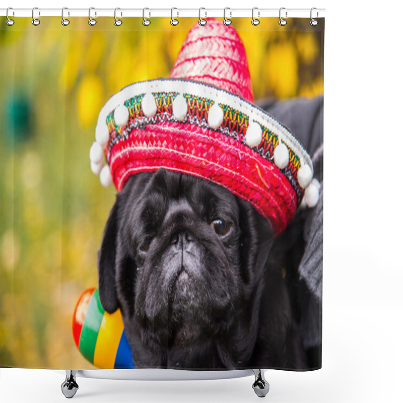 Personality  Dog Mops. Dog Dressed As A Mexican. Hat Sombrero Shower Curtains