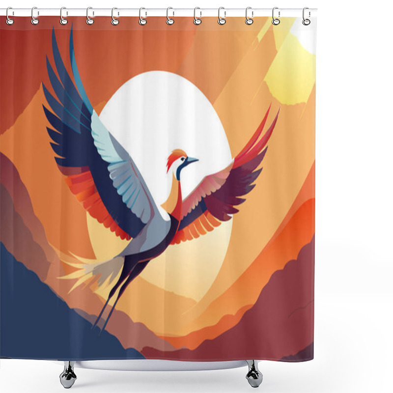 Personality  Stylized Flying Bird Illustration Highlighting Freedom And Grace Shower Curtains