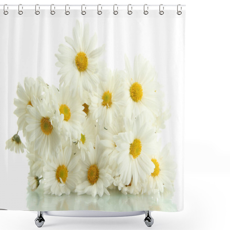 Personality  Bouquet Of Beautiful Daisies Flowers, Isolated On White Shower Curtains