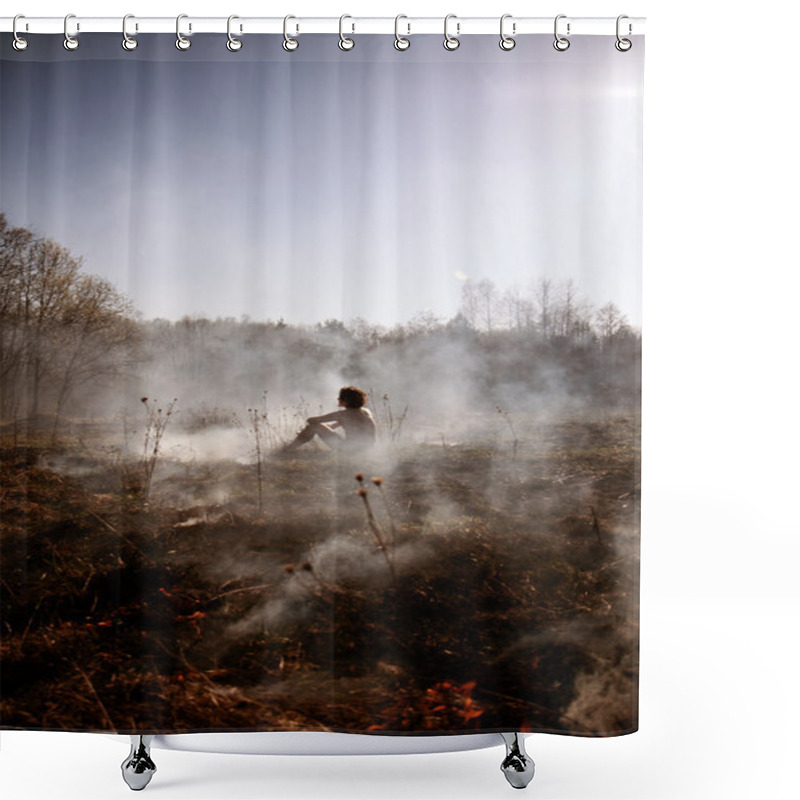 Personality  Wildfire. Fire. Global Warming, Environmental Catastrophe. Conce Shower Curtains