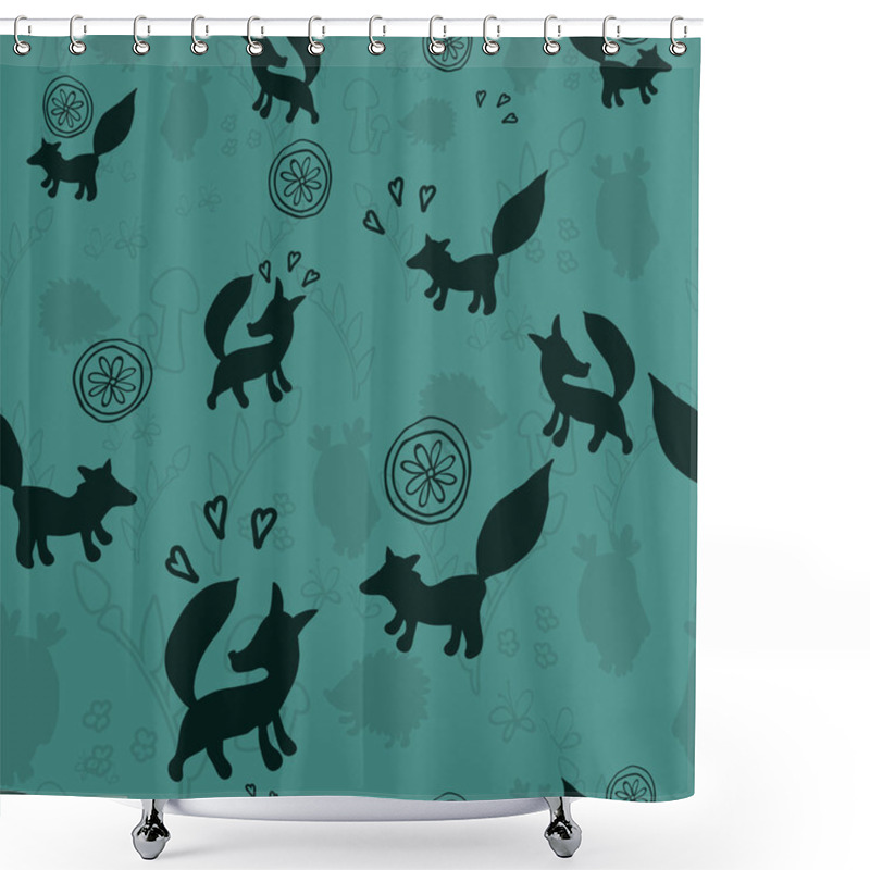 Personality  Seamless Pattern With Foxes, Hedgehogs, Owls Shower Curtains