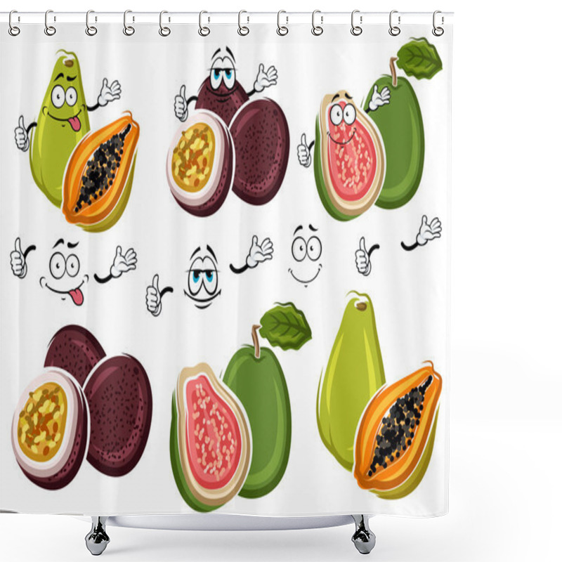 Personality  Exotic Cartoon Guava, Passion Fruit, Papaya Fruits Shower Curtains